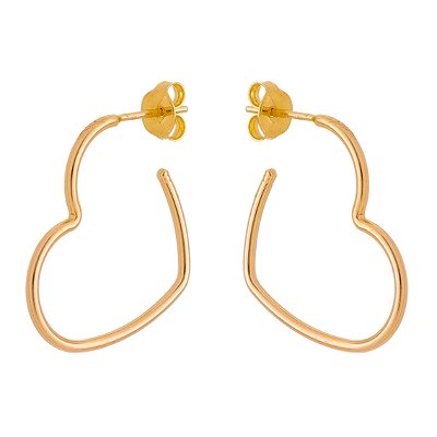 ARGOLA PEQUENA DE CORAÇÃO FOLHEADA A OURO 18K