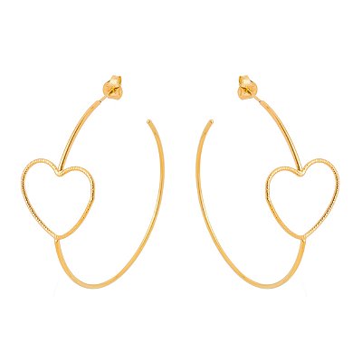 ARGOLA FINA COM CORAÇÃO FOLHEADA A OURO 18K