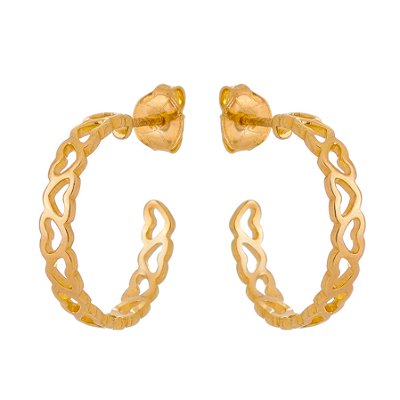 ARGOLA DE CORAÇÃO VAZADO FOLHEADA A OURO 18K