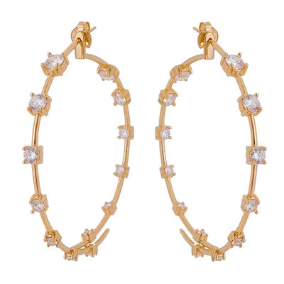 ARGOLA FOLHEADO A OURO 18K COM ZIRCÔNIAS