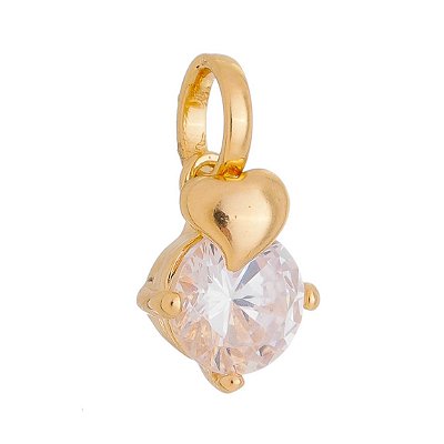 PINGENTE FOLHEADO A OURO 18K ZIRCONIA COM CORAÇÃO