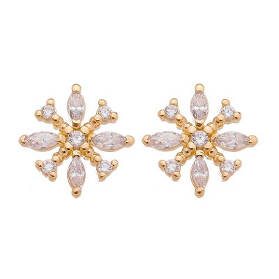 BRINCO DE ZIRCÔNIA FOLHEADO A OURO 18K