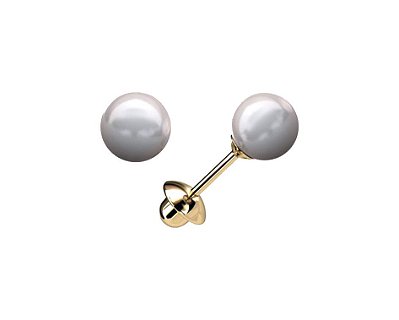 BRINCO INFANTIL OURO 18K COM PEROLA 5.0MM AU29/2/00