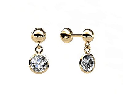 BRINCO INFANTIL OURO 18K PENDURADO COM ZIRCONIA AU29/3/00