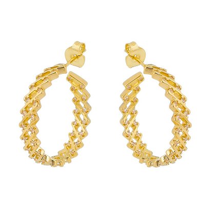 ARGOLA FOLHEADA A OURO 18K COM ZIRCONIAS