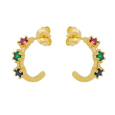 Argola colorida folheada a ouro 18k