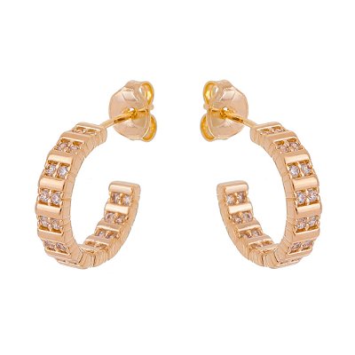 ARGOLA FOLHEADA A OURO 18K COM ZIRCONIAS