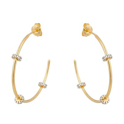 ARGOLA FOLHEADA A OURO 18K COM 3 AROS DE ZIRCONIAS