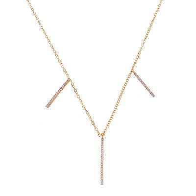 GARGANTILHA FOLHEADA A OURO 18K PALITOS COM ZIRCONIAS