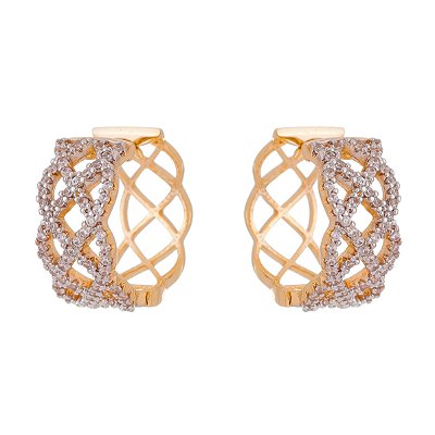 ARGOLA FOLHEADA A OURO 18K TRANÇADA COM ZIRCONIAS