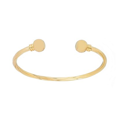 BRACELETE TRABALHADO COM DUAS BOLAS NAS PONTAS FOLHEADO A OURO 18K