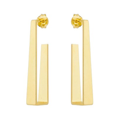 ARGOLA RETANGULAR FOLHEADA A OURO 18K