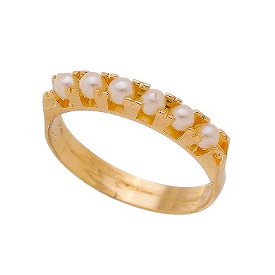 ANEL FOLHEADO A OURO 18K COM PEROLA
