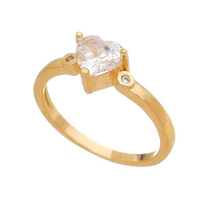 ANEL CORAÇÃO FOLHEADO A OURO 18K COM ZIRCONIA