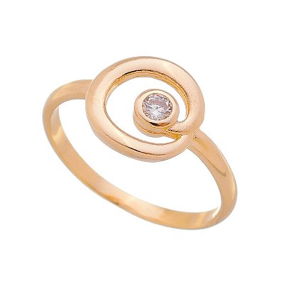 ANEL CIRCULO FOLHEADO A OURO 18K COM ZIRCONIA