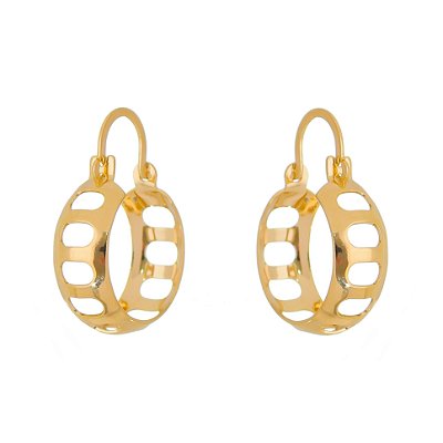 ARGOLA PEQUENA VAZADA FOLHEADA A OURO 18K