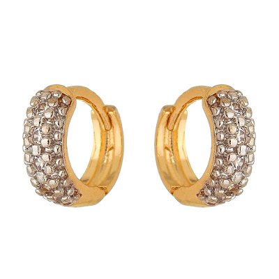 ARGOLA PEQUENA FOLHEADA A OURO 18K COM RODIO E ZIRCONIAS