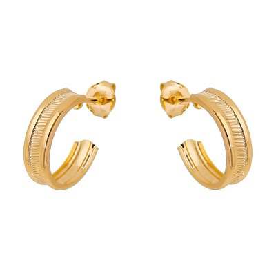 ARGOLA TRABALHADA FOLHEADA A OURO 18K