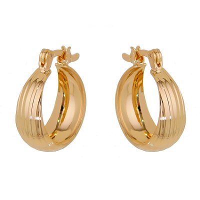 ARGOLA PEQUENA TRABALHADA FOLHEADA A OURO 18K