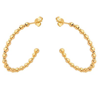 ARGOLA FOLHEADA A OURO 18K COM BOLINHAS
