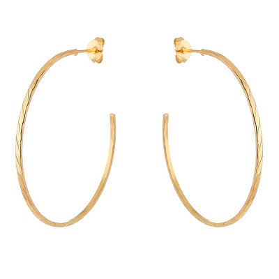 ARGOLA FINA TRABALHADA FOLHEADA A OURO 18K