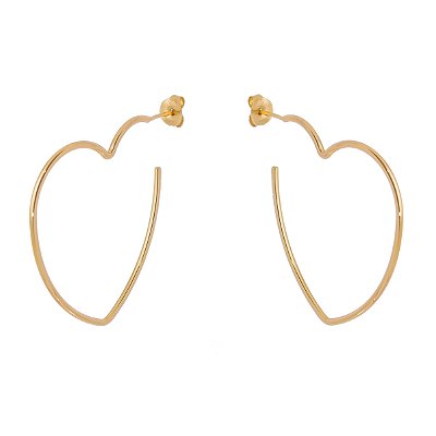 Argola coração folheada a ouro 18k