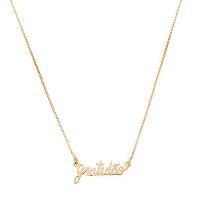 GARGANTILHA GRATIDÃO FOLHEADA A OURO 18K