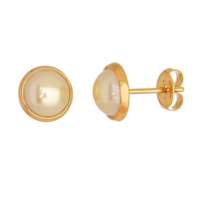 Brinco pérola sintética folheado a ouro 18k