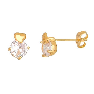 Brinco infantil com zircônias folheado a ouro 18k