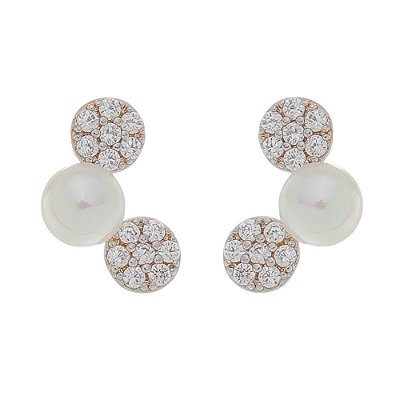 Brinco pérola sintética folheado a ouro 18k