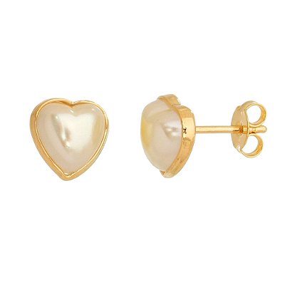 Brinco pérola sintética folheado a ouro 18k