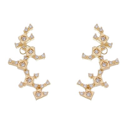 BRINCO TRABALHADO FOLHEADO A OURO 18K COM ZIRCONIAS