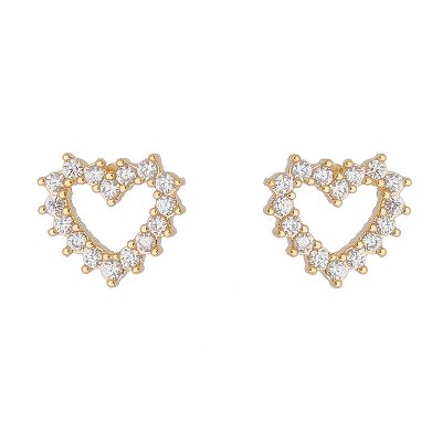 Brinco com zircônias folheado a ouro 18k