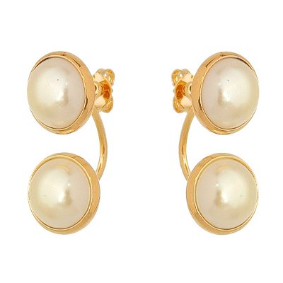 Brinco Ear Jacket folheado a ouro 18k