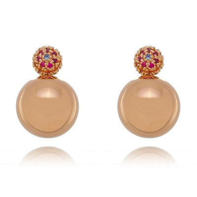 Brinco bola folheado a ouro 18k