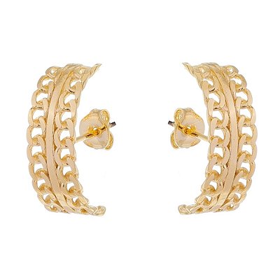 BRINCO EAR HOOKS DE ELOS FOLHEADO A OURO 18K