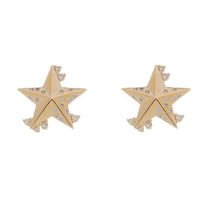 Brinco com zircônias folheado a ouro 18k