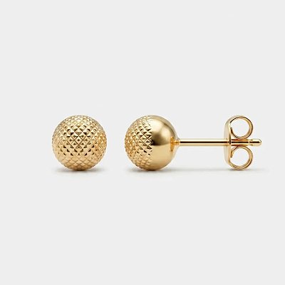 Brinco bola pontilhado folheado a ouro 18k