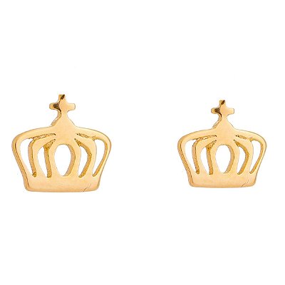 BRINCO COROA FOLHEADO A OURO 18K