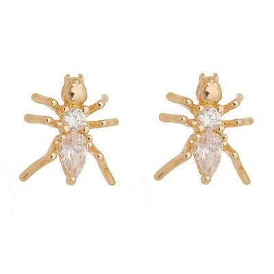 BRINCO DE FORMIGA COM ZIRCÔNIA FOLHEADO A OURO 18K