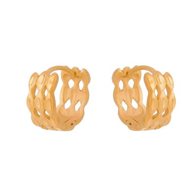 ARGOLA PEQUENA TRABALHADA FOLHEADA A OURO 18K