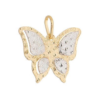 PINGENTE FOLHEADO A OURO 18K BORBOLETA COM RODIO