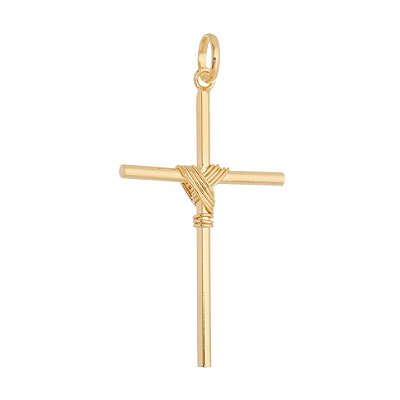 Pingente cruz com manto folheado a ouro 18k