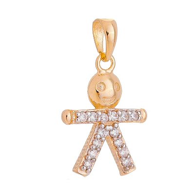 PINGENTE MENINO CRAVEJADO COM ZIRCÔNIA FOLHEADO A OURO 18K