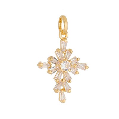 Pingente cruz com zircônias folheado a ouro 18k