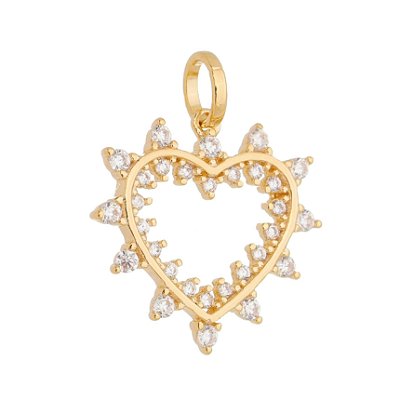 PINGENTE FOLHEADO A OURO 18K CORAÇÃO VAZADO COM ZIRCONIAS