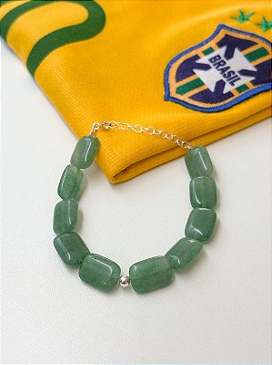 Pulseira Quartzo Verde Retangular Prata 925