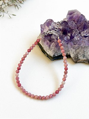 Pulseira Fio Rodocrosita Multifacetada Prata 925