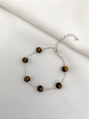 Pulseira Olho de Tigre Corrente Prata 925