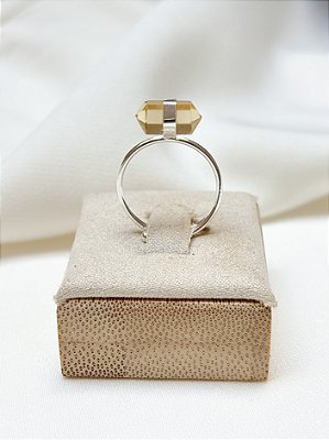 Anel Ajustável Biponta Citrino Prata 950